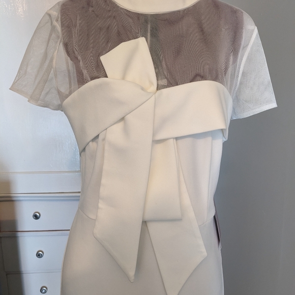 JS Collection White Bow Dress sz 8 - Picture 4 of 8